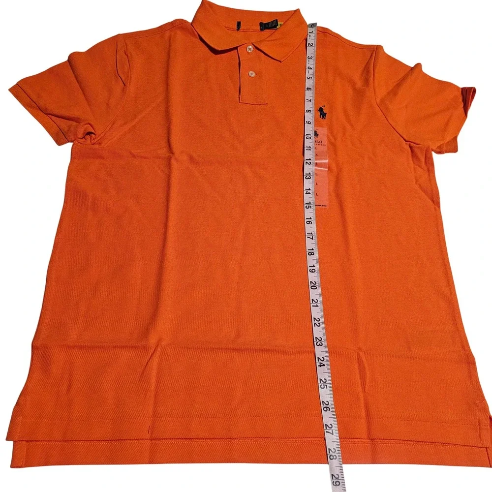 Polo Ralph Lauren Mens Classic Fit Mesh Pique Polo Shirt Orange Large L New